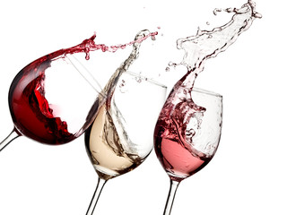 Foto auf Leinwand Küche Rot-, Rosé- und Weißwein nach oben  © Mariyana M