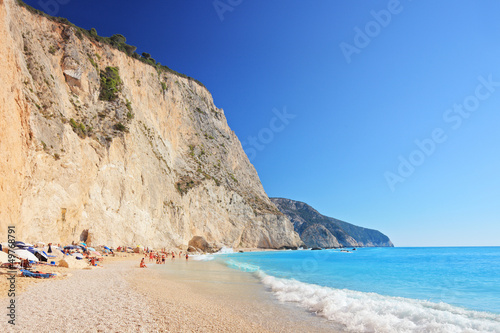 A view of a Porto Katsiki beach on a clear sunny day day, Lefkad