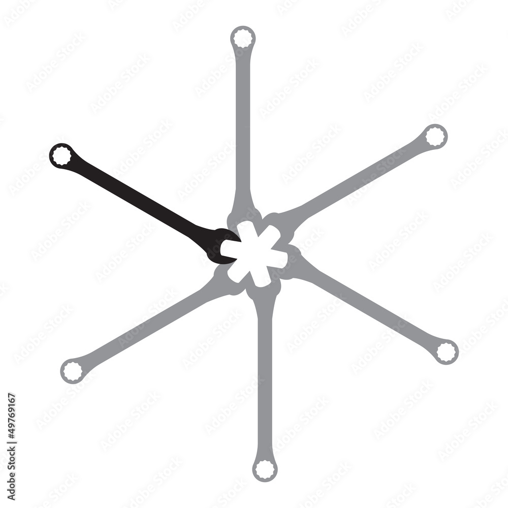 Stainless steel spanners, silhouette illustration Stainless steel spanners, silhouette illustration