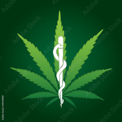 cannabis, marijuana on medical reciept - illustration