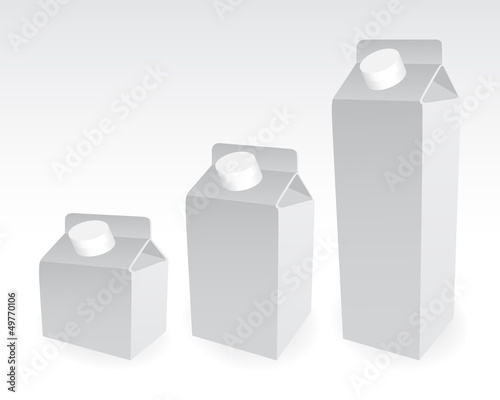 Set of milk boxes, milk carton with screw cap