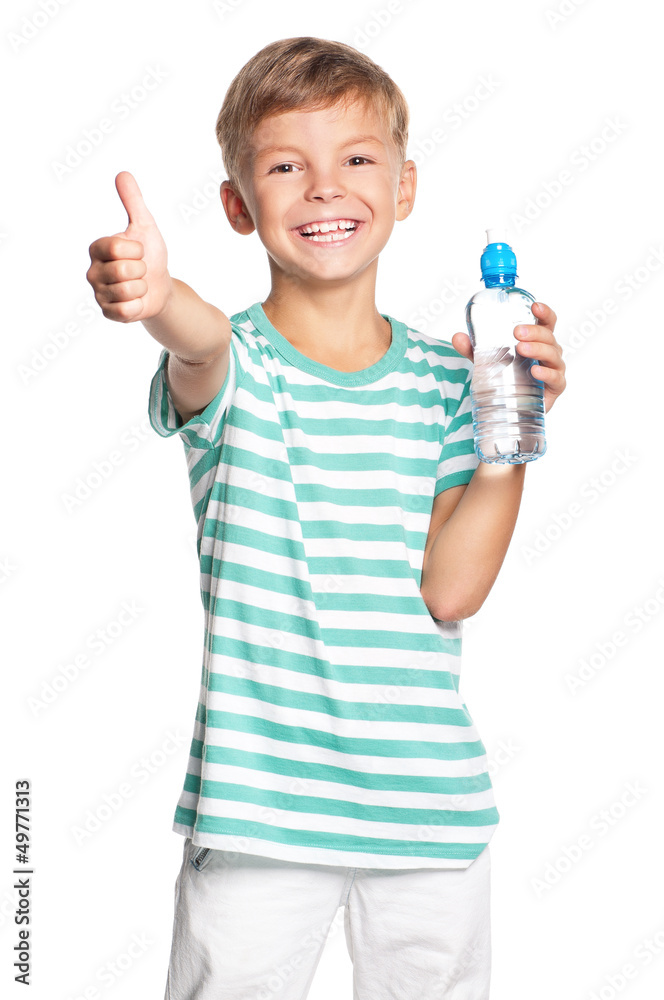 Boy with bottle of water