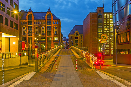 Speicherstadt in Hamburg by night
