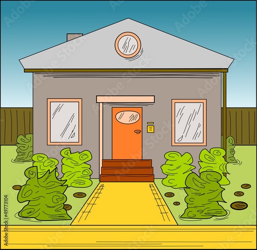 Haus gezeichnet - Comic, Cartoon Style