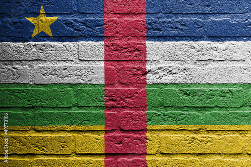 Brick wall with a painting of a flag, Central African Republic