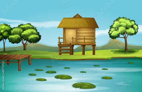 A hut at the riverbank