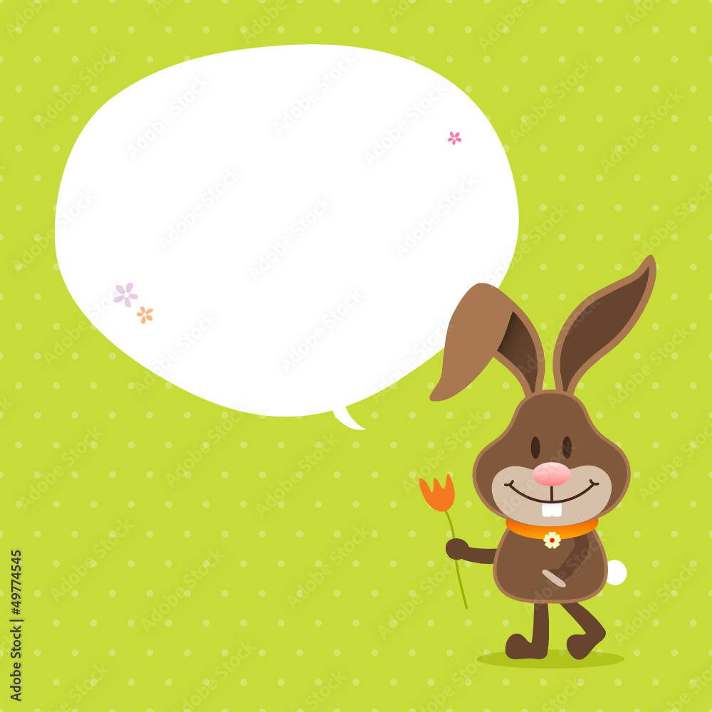 Fototapeta premium Bunny Tulip Speech Bubble Green Dots