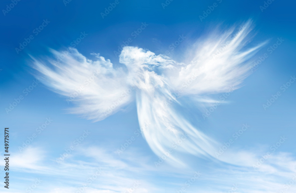 Naklejka premium Angel in the clouds