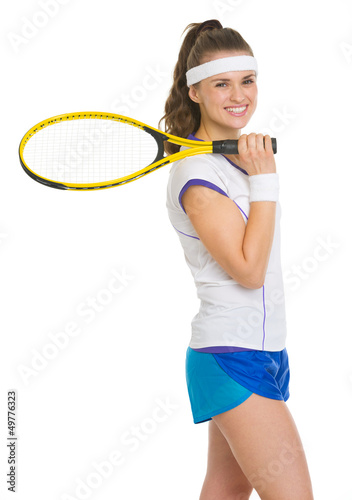 Portrait of smiling tennis player with racket © Alliance