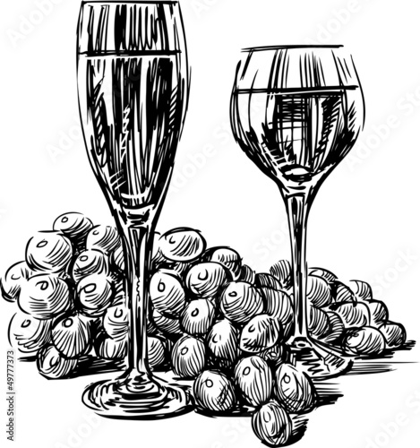 grapes and wine glasses