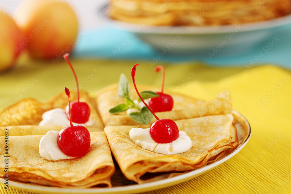 Pancakes with cherries Pancakes with cherries