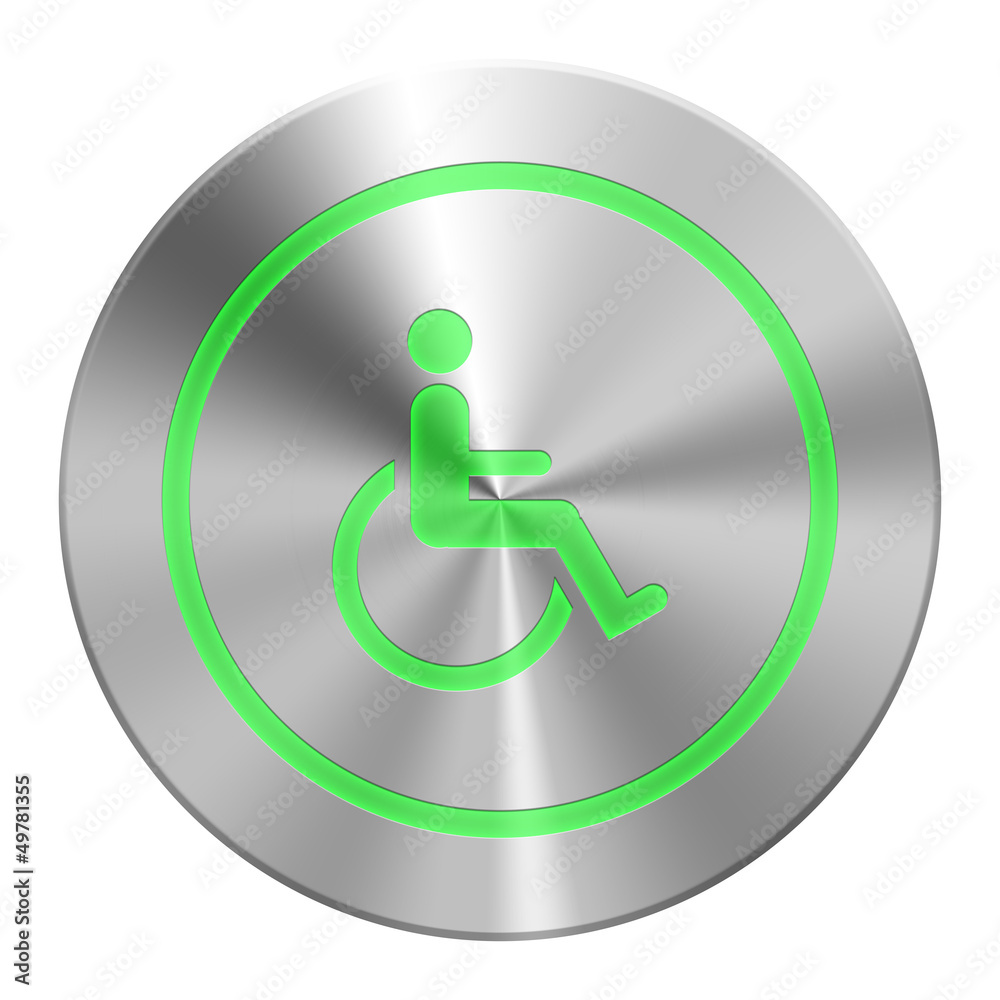 Edelstahl Rollstuhl Button Grün