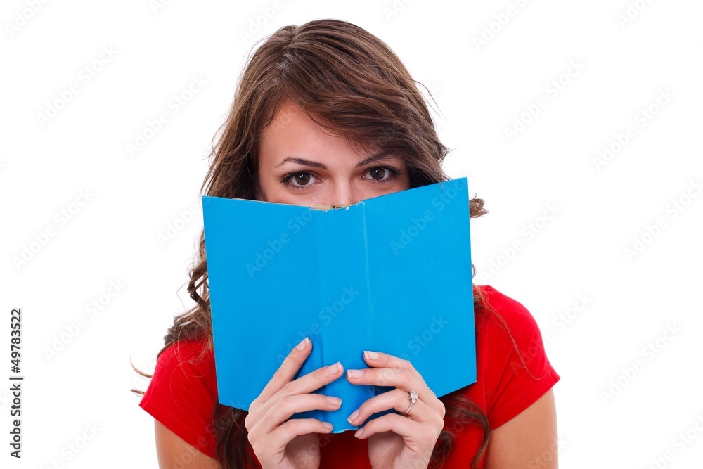 Girl behind colorful book Girl behind colorful book