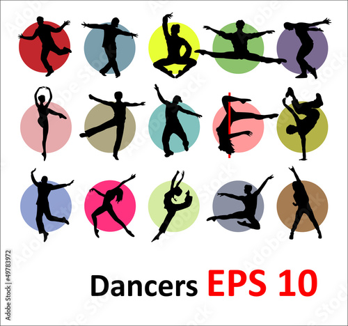 Vector silhouettes of dancers