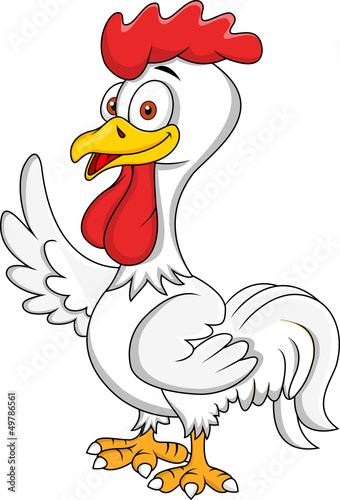 Rooster cartoon waving