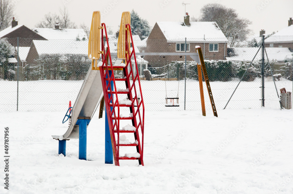 Snow in empty children's Park Snow in empty children's Park