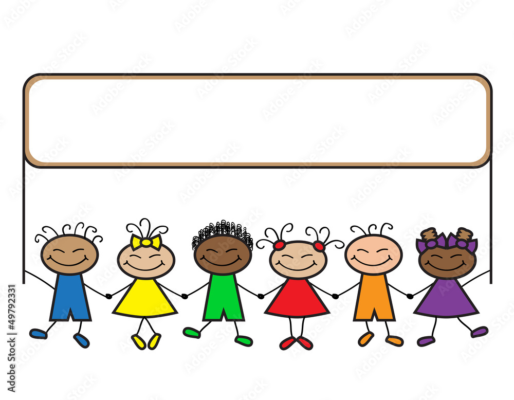 cartoon kids with banner Stock Vector | Adobe Stock