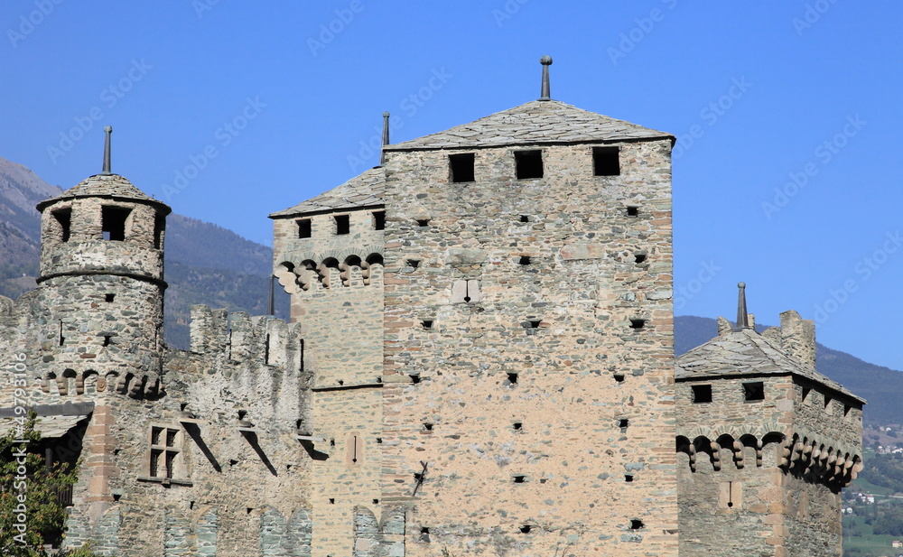 Fenis castle, landmark castle of Aosta, Italy