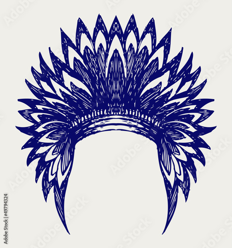 Native american indian headdress. Doodle style