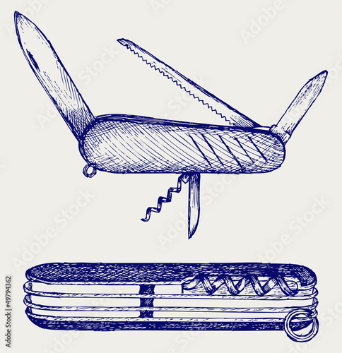 Swiss army knife. Doodle style