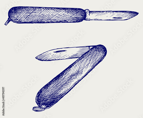 Swiss army knife. Doodle style