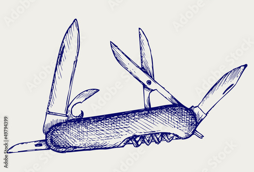 Fototapeta Swiss army knife. Doodle style