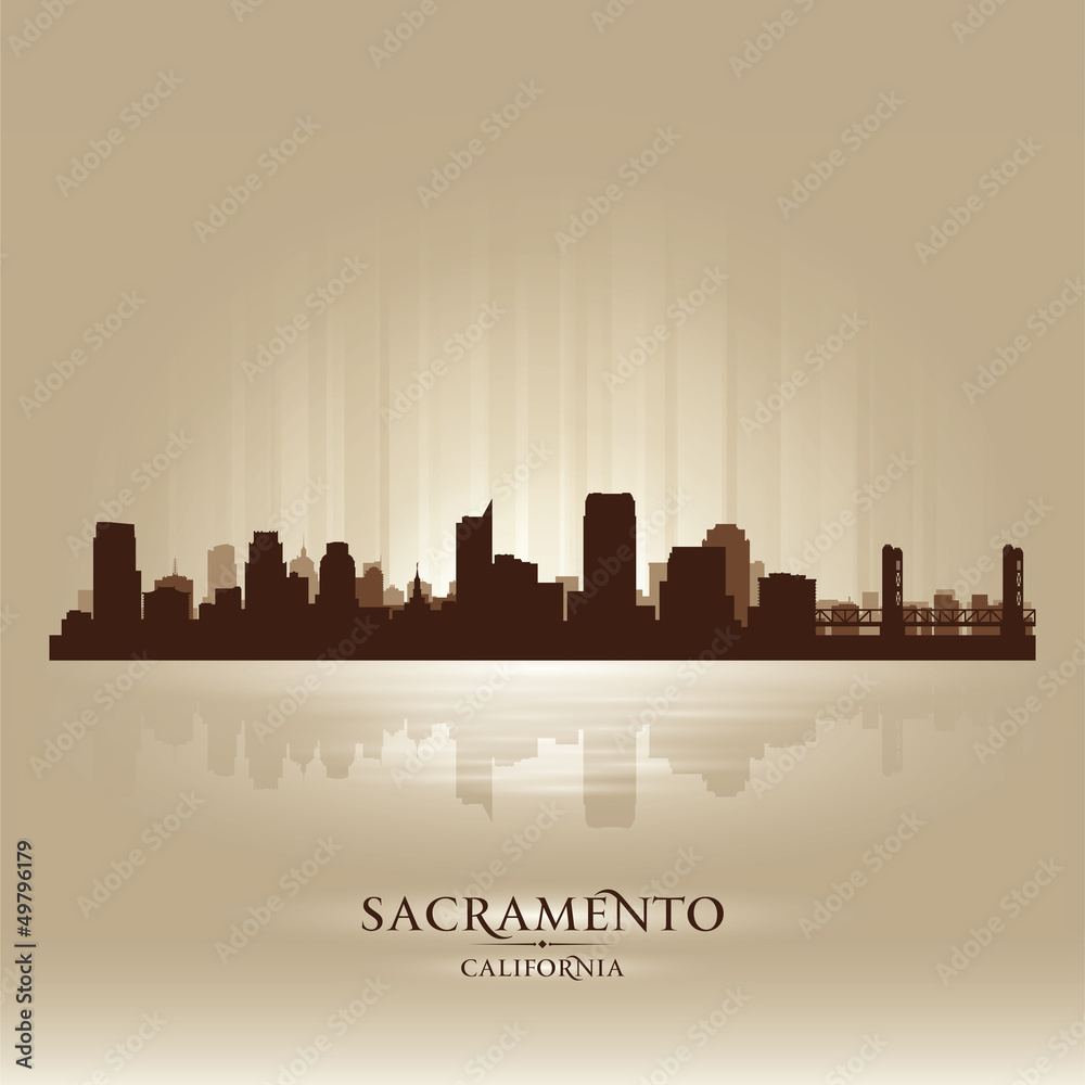 Sacramento California skyline city silhouette