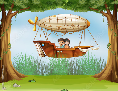 An airship at the forest