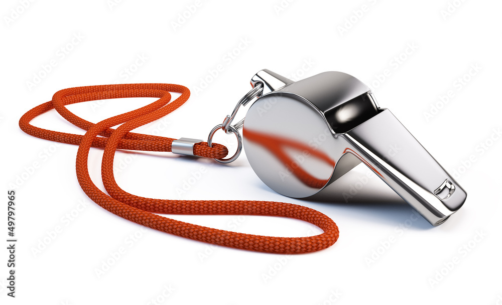 Φωτογραφία Metal whistle isolated on white