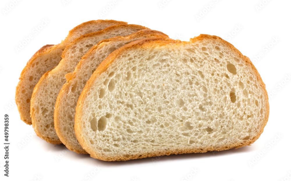 Slices of white bread isolated on white background Slices of white bread isolated on white background