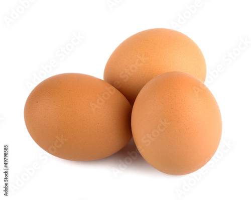 Three Eggs closeup isolated on white background
