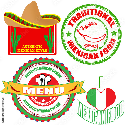 Set of authentic mexican food stamp and labels
