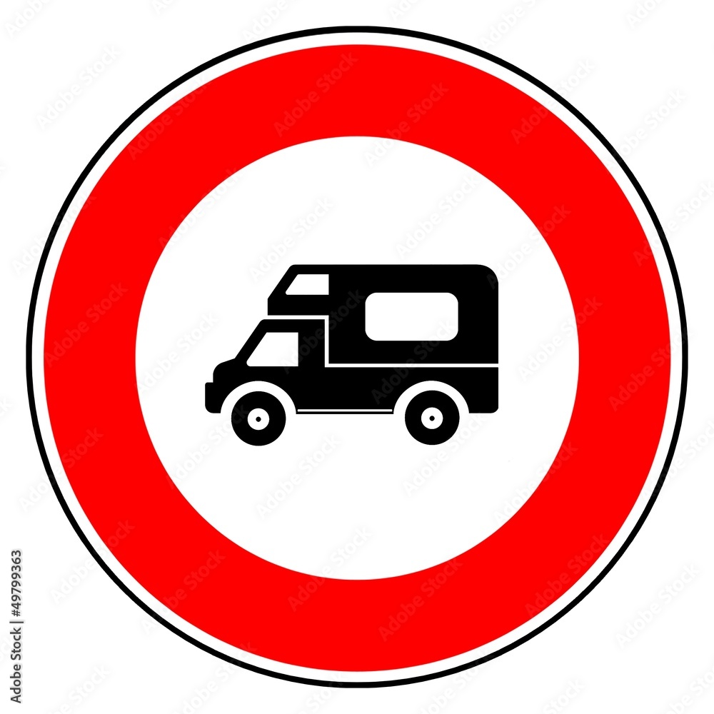 Camping-car dans un panneau de signalisation Camping-car dans un panneau de signalisation