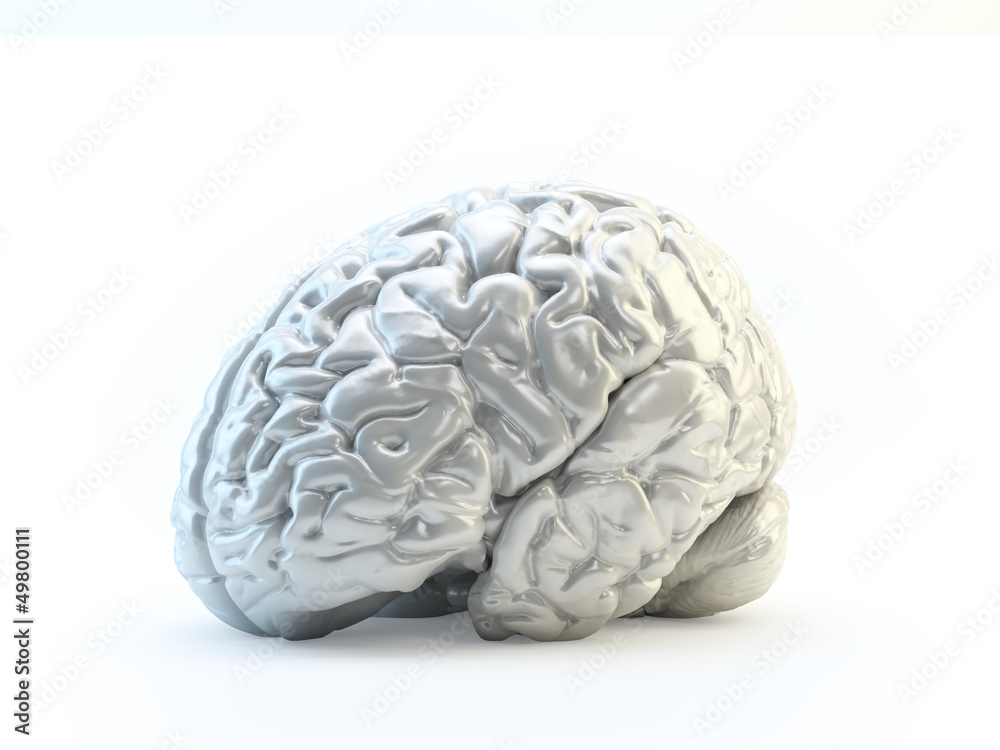 Abstract human brain made out of shiny meta Abstract human brain made out of shiny meta
