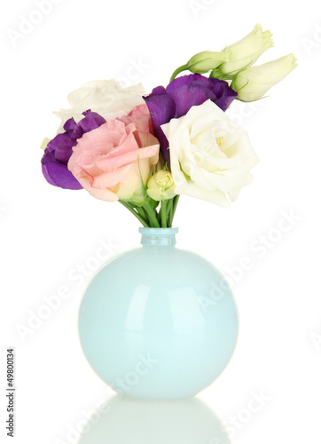 Wallpaper Mural Bouquet of eustoma flowers in vase isolated on white Torontodigital.ca