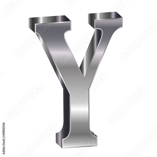 Y　アルファベット　銀　３D