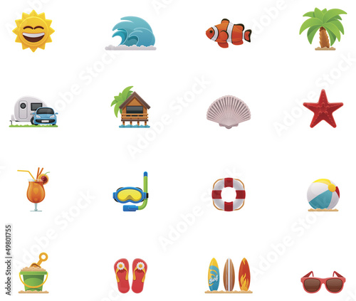 Vector beach icon set