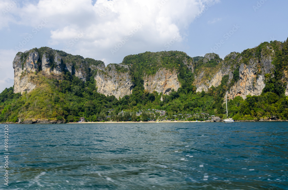 Rocky coast in the Andaman Sea. Krabi. Thailand