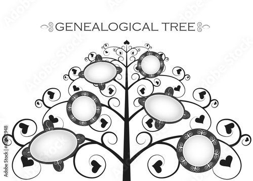 genealogical tree on a white background, silhouette