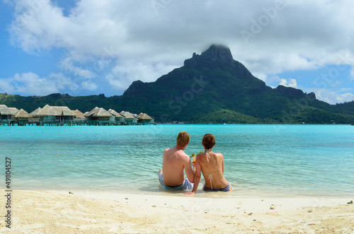 Romantic honeymoon couple on Bora Bora