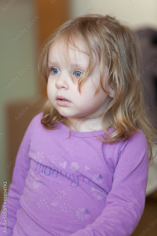 Picture of scared small girl with blue eyes and blond hair Picture of scared small girl with blue eyes and blond hair