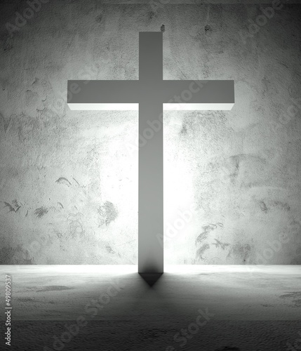 Christian cross and shadow, dramatic scene
