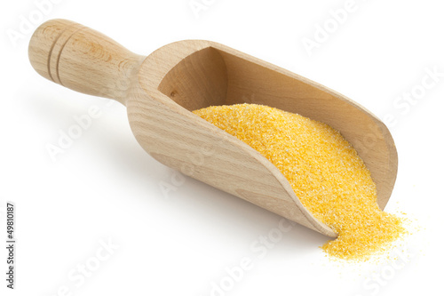 wooden scoop with cornmeal
