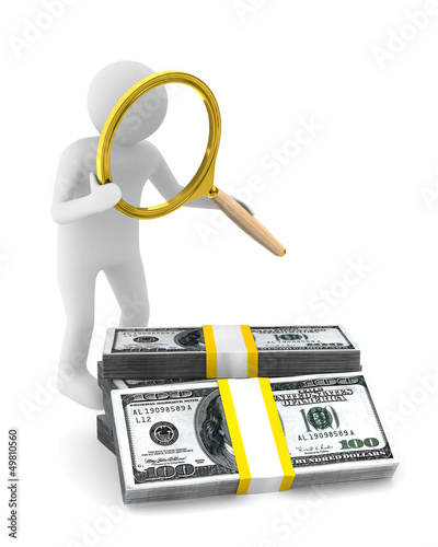 Man with magnifier and doll...