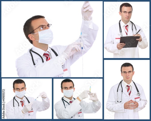 Set (collage) of doctor .Isolated over white background. photo