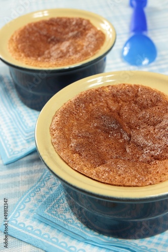 souffle in blue cups