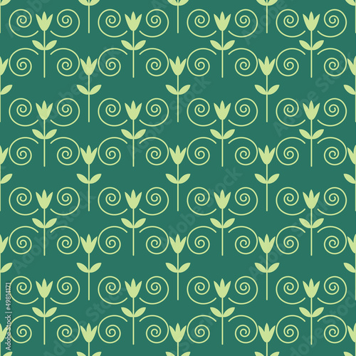 Seamless floral pattern with spirals