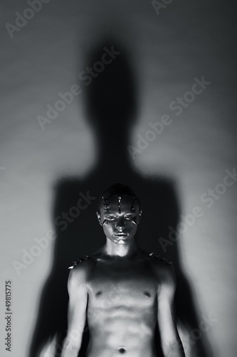 Grey Covered Man in Lights and Shadows. Fantasy & Mystery