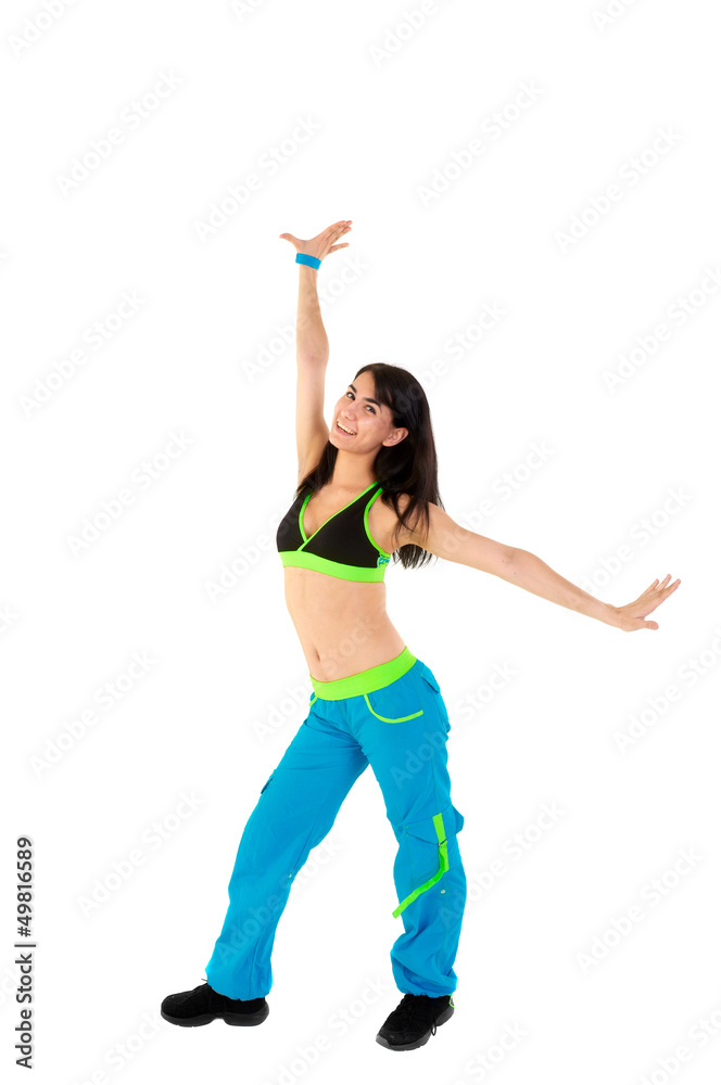 Young Fitness Instructor against white background Young Fitness Instructor against white background
