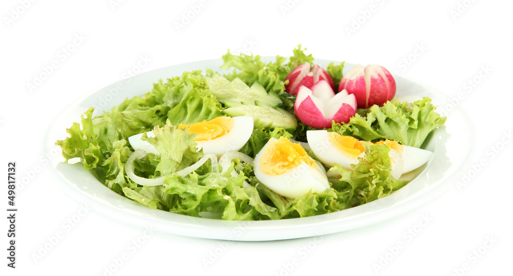 Fresh mixed salad with eggs, salad leaves and other vegetables, Fresh mixed salad with eggs, salad leaves and other vegetables,